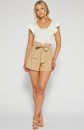 SOGNA COL Cotton Blend High Waisted Shorts  WPA261A